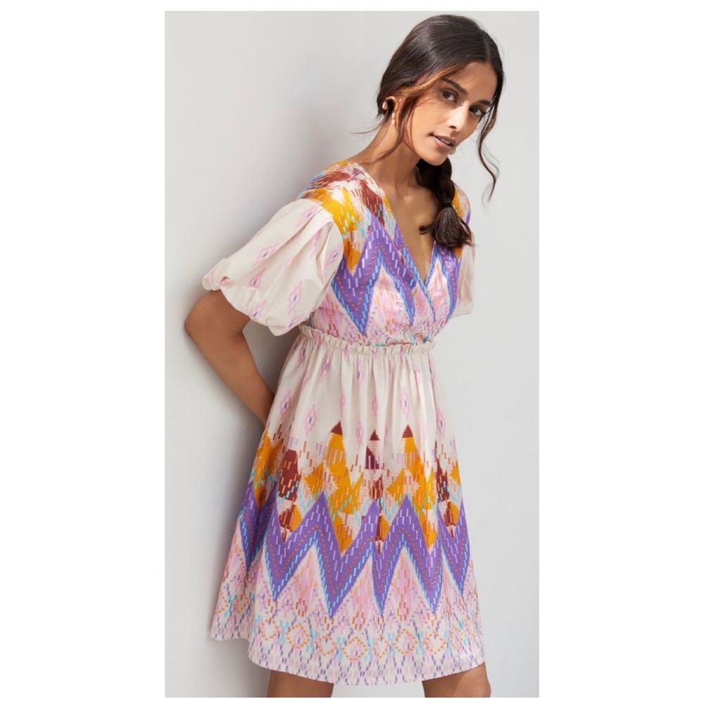 NWT Anthropologie Not So Serious Abstract Embroidered Dress  SZ Small